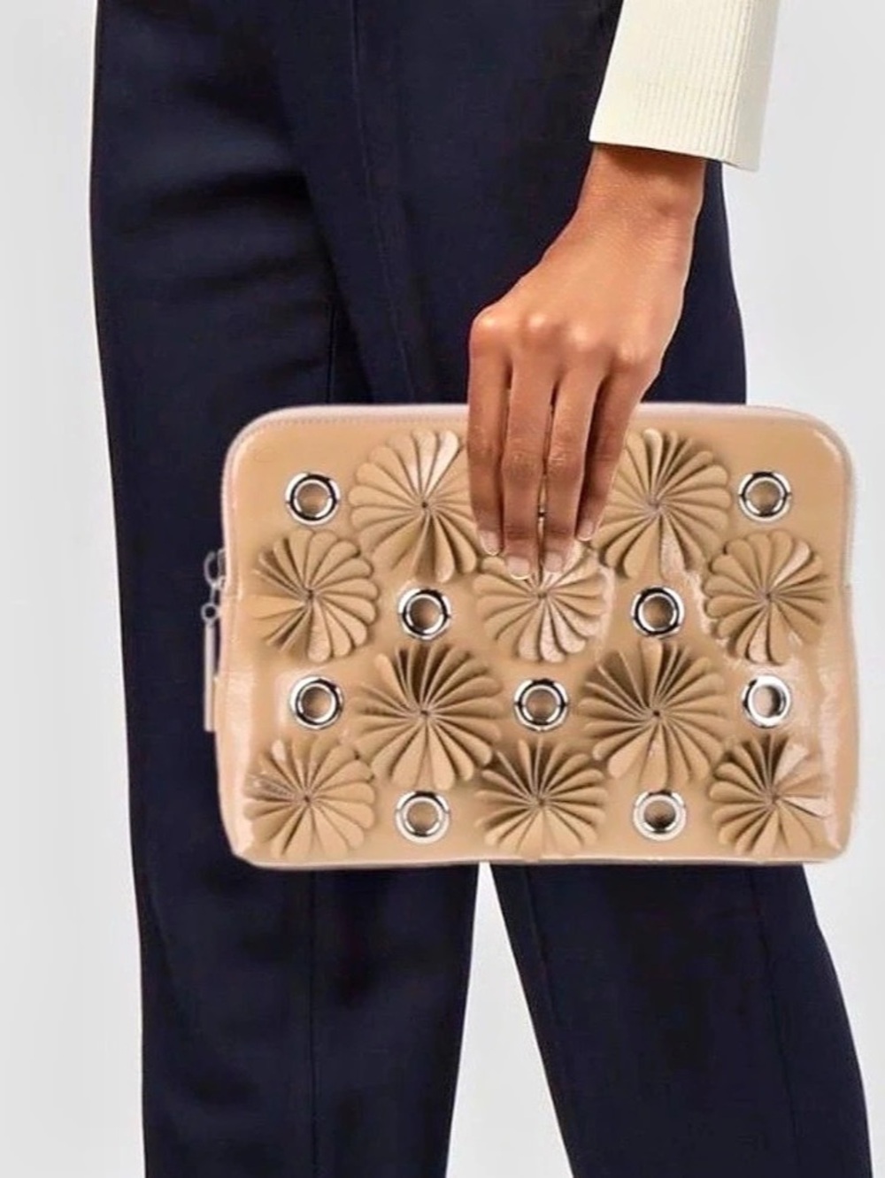$495 3.1 Phillip Lim Patent Leather Floral
Applique Clutch